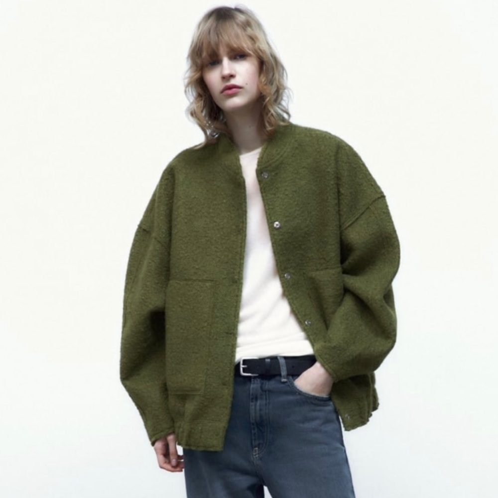 BNWT Zara Oversized Textured Bomber Jacket - Size XS/S